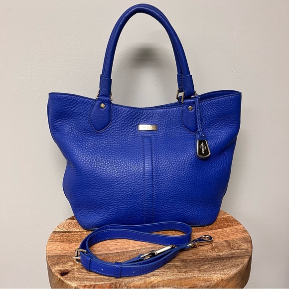 Cole Haan Blue Pebbled Leather Tote Crossbody Bag - Picture 14 of 14
